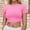 Pink, variant on Duojiaj Women's Casual Short Sleeve Crop T Shirt Round Neck Basic Solid Top For Spring Summer Everyday Wear Women's T-Shirts