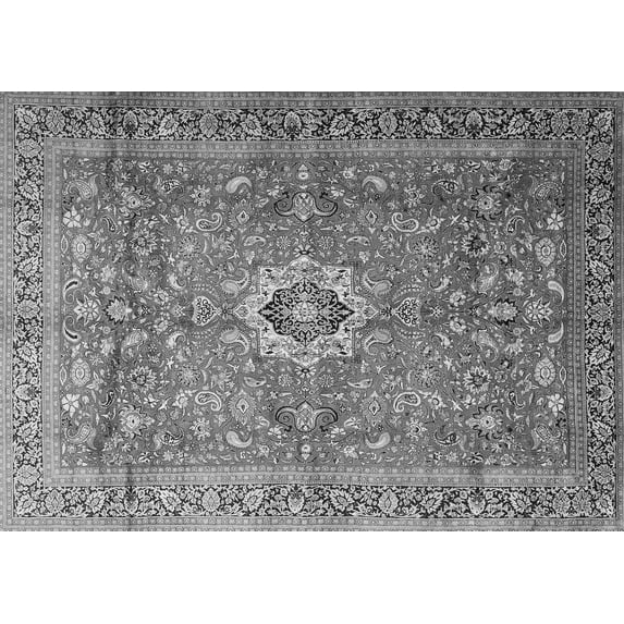 Ahgly Company Indoor Rectangle Medallion Gray Traditional Area Rugs, 8' x 10'