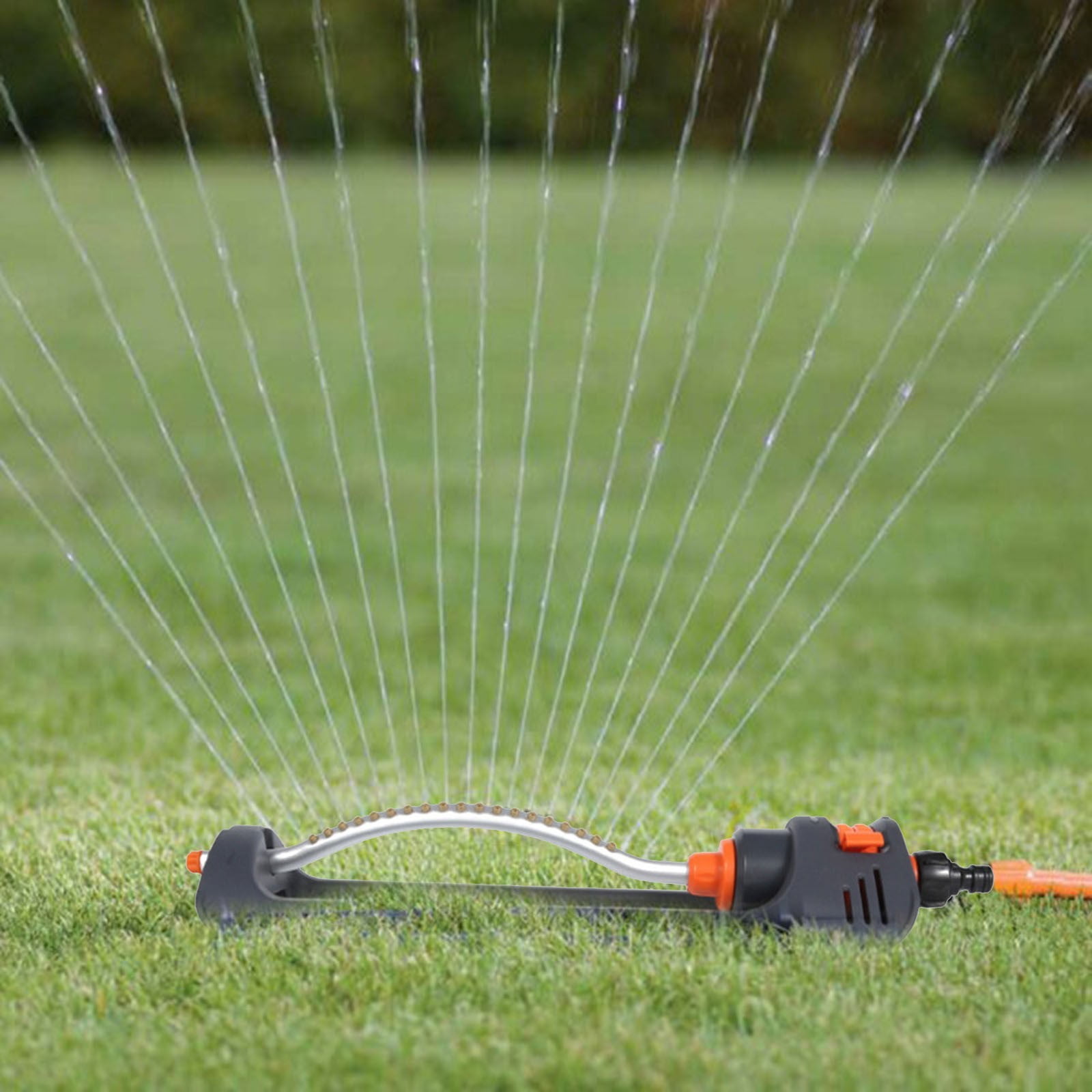 Oscillating Lawn Sprinkler with 19 Brass Nozzles, Adjustable 4 Spray Modes, Covers Up to 3,600 sq.ft, Heavy Base & Self-Cleaning Jet for Yard, Garden & Agricultural Irrigation