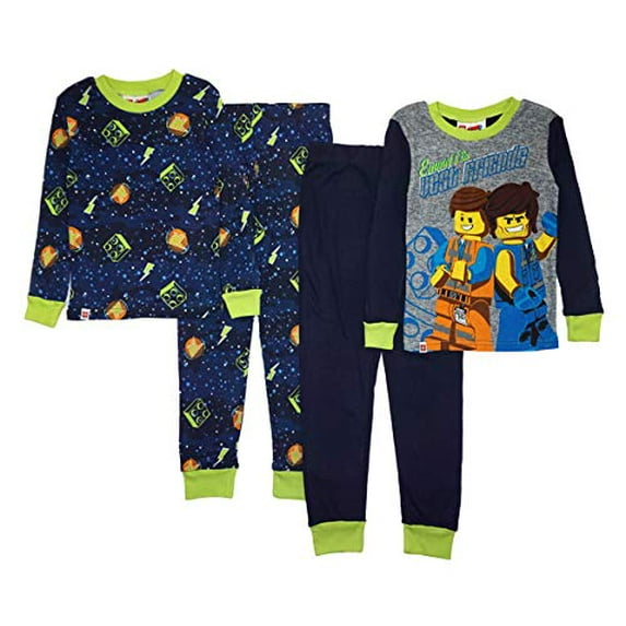 LEGO Movie 2 Little/Big Boys' Four-Piece Pajama Pant Set (Blue/Gray, 8)
