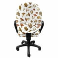 thumbnail image 3 of Cartoon Office Chair Slipcover, Mushrooms Scattered on a Plain Background Design, Protective Stretch Decorative Fabric Cover, Standard Size, Redwood Burnt Sienna, by Ambesonne, 3 of 5