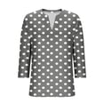 thumbnail image 5 of Women's V Neck Three Quarter Sleeve Tops Shirts Blouses Polka Dot Solid Color Loose Fit Casual Daily Wear Work Office Vacation Fashion Essential Gift | CSEONE,Gray L, 5 of 9