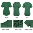 thumbnail image 6 of SHIBEVER Women T-Shirts Summer Short Sleeve Casual Crewneck Trendy Tunics Solid Green Tshirt Shirts, Womens Fashion Tops Size XXL, 6 of 7