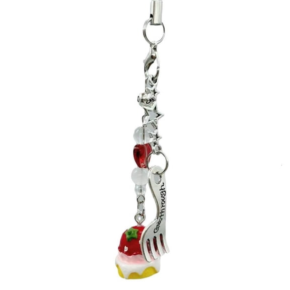 Yammee Sweet Small Dessert Fork Charm Pendant Chain Phone Strap Pocket Keychain Strap Hangings Decoration for Key Bag Purse