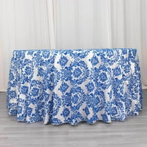 Efavormart 120" Royal Blue Velvet Flocking Damask Tafetta Round Tablecloth For Catering Wedding Party Decorations