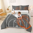 thumbnail image 3 of Castle Fairy Minimalist Basketball Court Print King Size Comforter Sets 3pcs, Sport Theme Comforters King Size, Gray Orange White,Grey Reversible,1 Comforter and 2 Pillowcases, 3 of 6