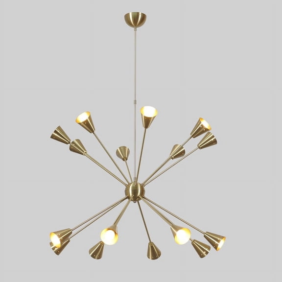 16 Arm Brass Sputnik Chandelier Light Fixture Mid Century Style Sputnik Pendant Ceiling Light