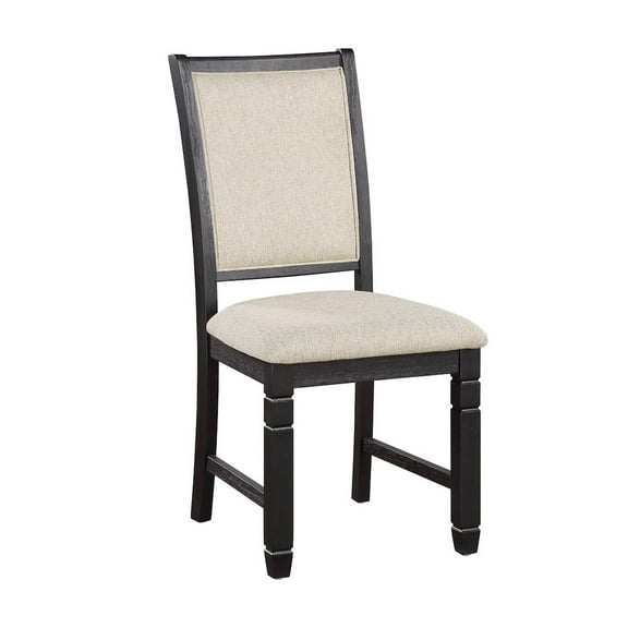 Lexicon 19.5" Fabric Dining Room Side Chair in Beige/Black (Set of 2)