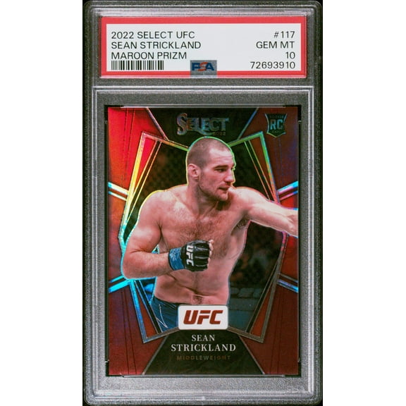 Graded 2022 Panini Select UFC Sean Strickland #117 Maroon Prizm Rookie RC UFC MMA Card PSA 10 Gem Mint