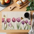 thumbnail image 2 of Spring Red Tulip Placemats Set of 2, Country Watercolor Red Flower Green Leaf Linen Non-Slip Place Mats Washable Table Mats for Kitchen Dining Table Decorations Indoor/Outdoor, 2 of 9