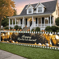 thumbnail image 6 of Golden Silver Design Retirement Banner Sparkling Stars Happy Retirement Display Champagne Glass Elements Elegant Farewell Backdrop for Retirement Party Farewell Celebration Office Retirement, 6 of 9