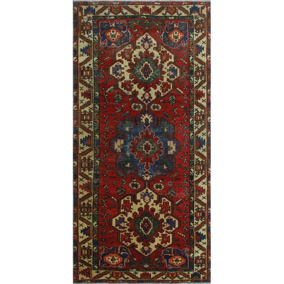 Vintage Thamara Red/Ivory Rug, 5'0" x 10'1"