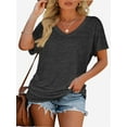 thumbnail image 5 of Women's V Neck Oversized T-Shirts Summer Short Sleeve Shirts Loose Casual Tops Tee, 5 of 5
