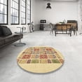 thumbnail image 3 of Ahgly Company Indoor Round Abstract Mustard Yellow Abstract Area Rugs, 6' Round, 3 of 6