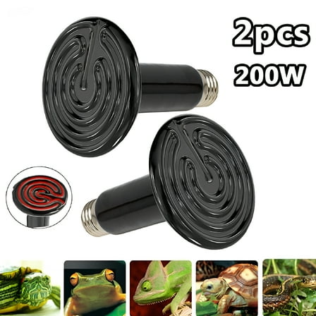 HIBIBUD Reptile Ceramic Heater Infrared Heat Bulb Lamp Emitter 200W For Reptile Vivarium