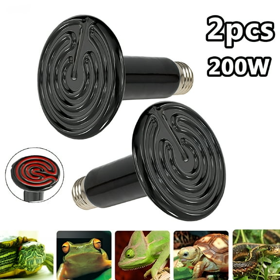 HIBIBUD Reptile Ceramic Heater Infrared Heat Bulb Lamp Emitter 200W For Reptile Vivarium