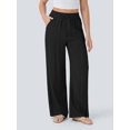 thumbnail image 6 of Women'S High Waist Drawstring Wide Leg Linen Blend Casual Pants with Pockets Black XXL, 6 of 8