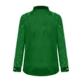 thumbnail image 3 of Womens Spring Summer Shirts Solid Color Padded Sequin Button Long Sleeve Casual Shirts for Women, 3 of 4