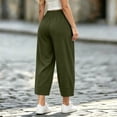 thumbnail image 5 of VBVC Women's Cropped Pleated Capri Pants , Side Button Lounge Trousers For Women , Ladies' High Waisted Pants with Pockets, *Army Green , X-Large, 5 of 6