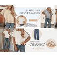 thumbnail image 5 of Lentta Womens Short Sleeve Sweater Round Neck Ruffled Hem Knit Crochet Pullover Casual Top Blouse, 5 of 7