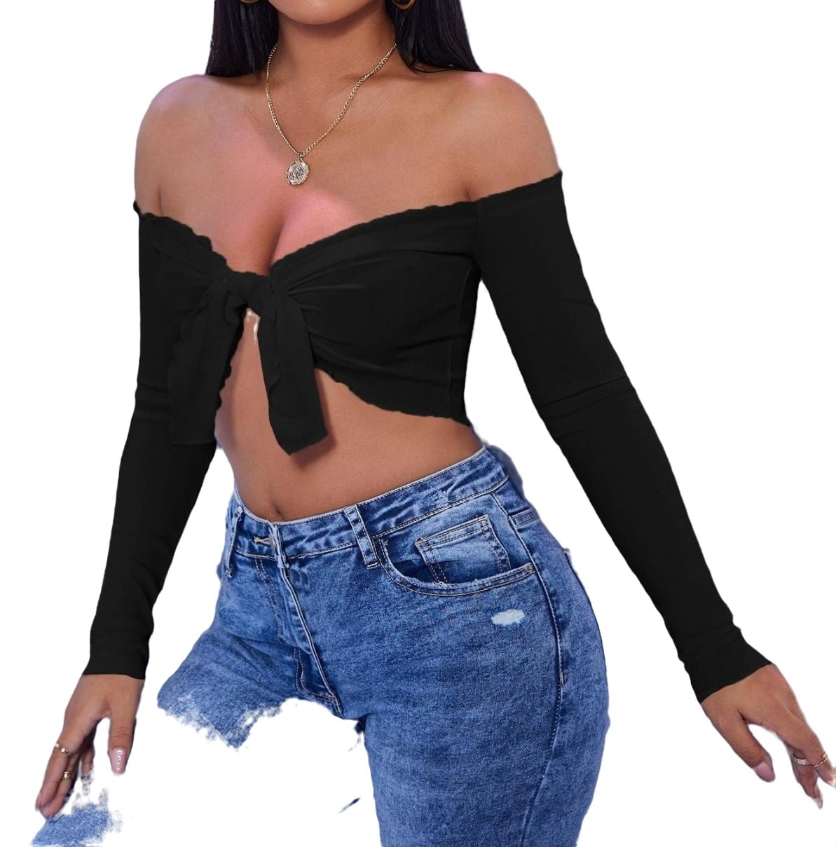 black off the shoulder top walmart