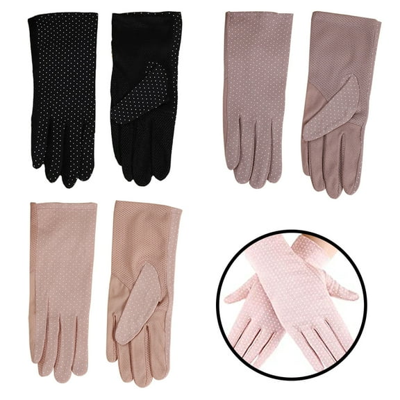 EASTIN 3 pairs of thin women's breathable non-slip gloves for cycling and driving Sunscreen touch screen gloves (1* purple  1* Black  1* light pink)