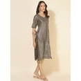 thumbnail image 3 of Janasya Women's Grey Crepe Foil Printed Straight Dress, 3 of 7