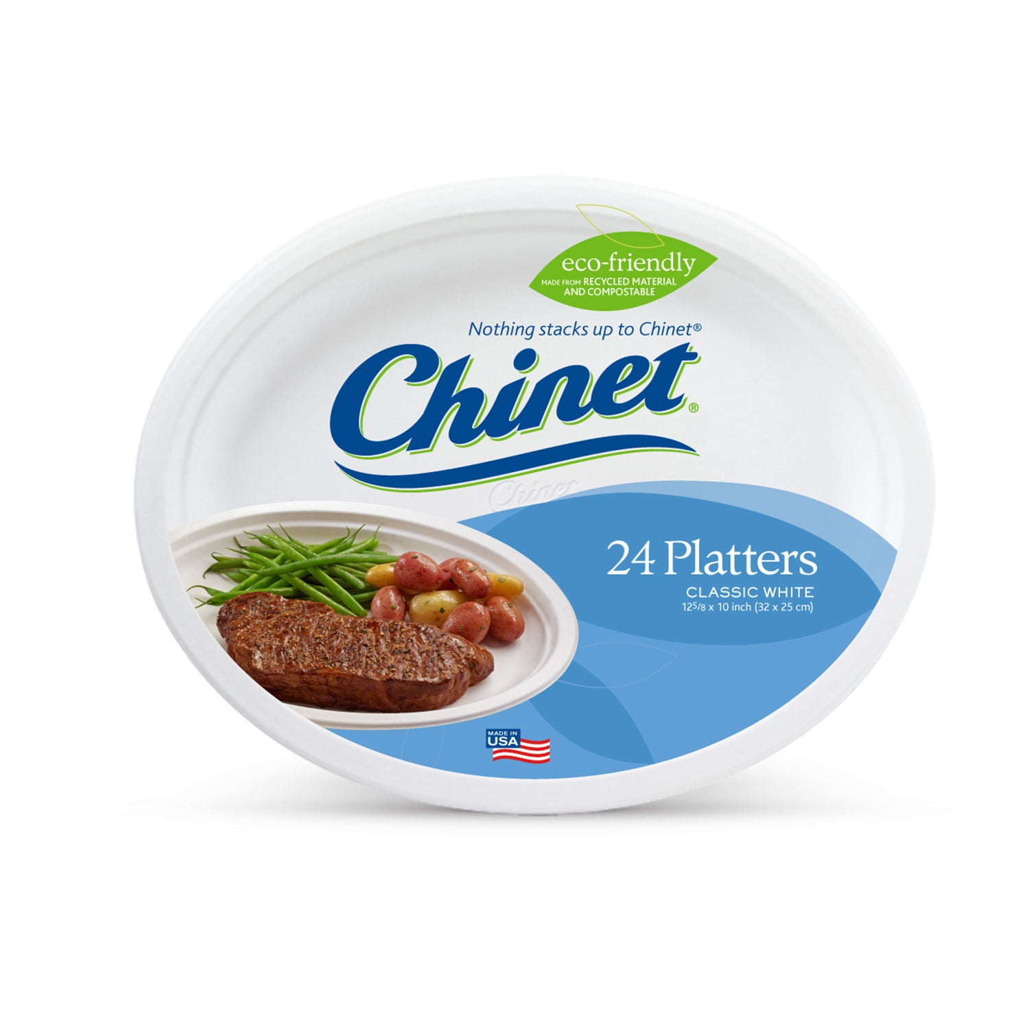 Chinet Classic Platter 12 5/8&#34; x 10&#34; - 24ct