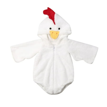 

Fanvereka Newborn Infant Baby Plush Romper Cute Hooded Fuzzy Chick Zipper Closure Jumpsuit Photo Props
