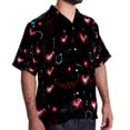 thumbnail image 2 of Valentine's Day Love ECG Men's Short Sleeve Button Down Hawaiian Shirts for Summer Beach Casual Printed Style, 2 of 6