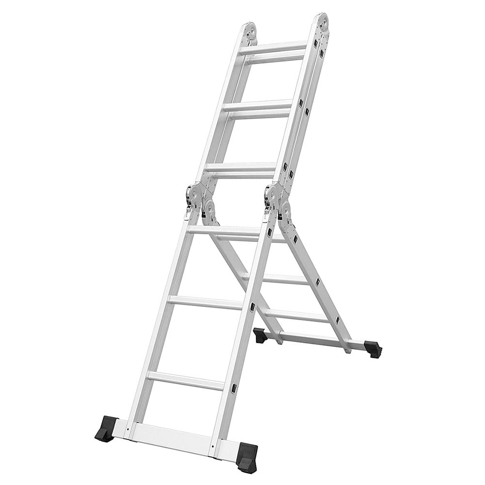 Details about   12.5Ft 12-Step Aluminum Multi Purpose Folding Step Ladder Scaffold Ladder 330lbs 
