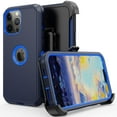 thumbnail image 3 of NIFFPD iPhone 13 Pro Max Case with Belt-Clip Holster, Heavy Duty Hard Shockproof Protective Phone Case for iPhone 13 Pro Max 6.7" with Screen Protector Dark Blue+Blue, 3 of 7