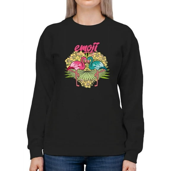 Flamingo Heart Summer Hibiscus Design Women's Sweatshirt