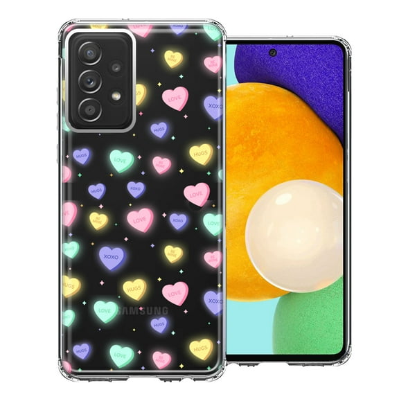 MUNDAZE For Samsung Galaxy A52 Valentine's Day Heart Candies Polkadots Design Double Layer Phone Case Cover