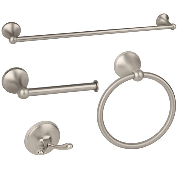 Ntipox Ensemble d'Accessoires de Salle de Bain en Nickel Brossé 4 Pcs, Ensemble Barre à Serviettes 24 Pouces, Porte-Papier Hygiénique, Porte-Serviettes, Porte-Serviettes de Salle de Bain