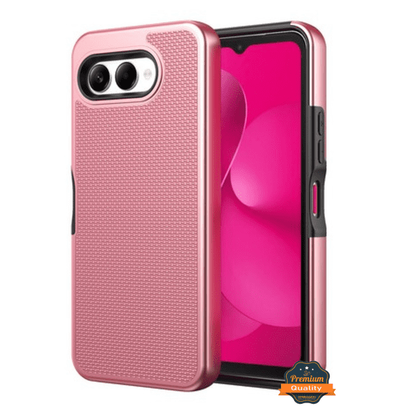For T-Mobile REVVL 8 2025 Rugged Hybrid Dual Layer Shockproof Case TPU   PC Cover [Rose Gold]