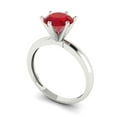 thumbnail image 2 of 1.5 ct Round Cut Simulated Ruby Solitaire 18K White Gold Womens Engagement Ring, 2 of 5