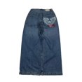 thumbnail image 1 of Pantalones vaqueros unisex estilo hip-hop gótico urbano de talle alto y corte holgado con diseños rasgados y bordados for hombre y mujer, 1 of 3