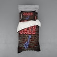 thumbnail image 1 of Ambesonne Music Bedding Set 3 Pcs, All Jazz Sign Brick Wall, Twin, Red Blue, 1 of 3