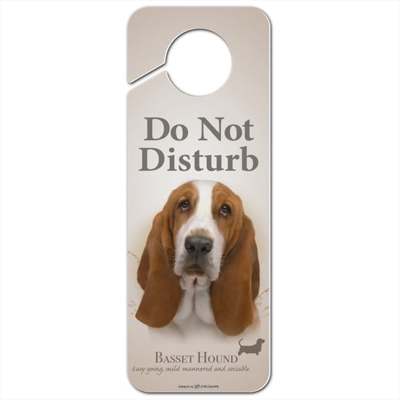 Basset Hound Dog Breed Plastic Door Knob Hanger Sign