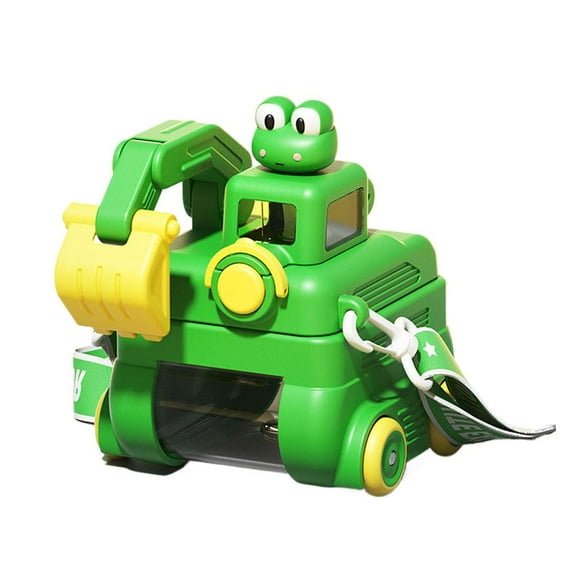 Water Bottle for Children, 500ML Sport Water Drink Bottle with Straw Leak Proof BPA Free Water Cup Cute Excavator shaped Cycling Bottle for School Sport Picnic, Travel