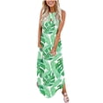 thumbnail image 2 of SMihono Robe Maxi Bohème d'Été pour Femmes Grande Taille Robe Longue Sans Manches Imprimée Col Croisé devant Robe de Plage, 2 of 5