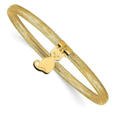 Primal Gold 14 Karat Yellow Gold Cat Stretch Mesh Bracelet