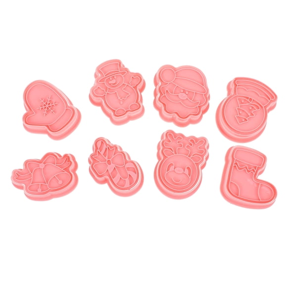 STRANDCHIC 8-Piece Sugar Cookie Mold Set with PP Cartoon Embossed Shapes for Christmas Baking and Home Kitchen Use