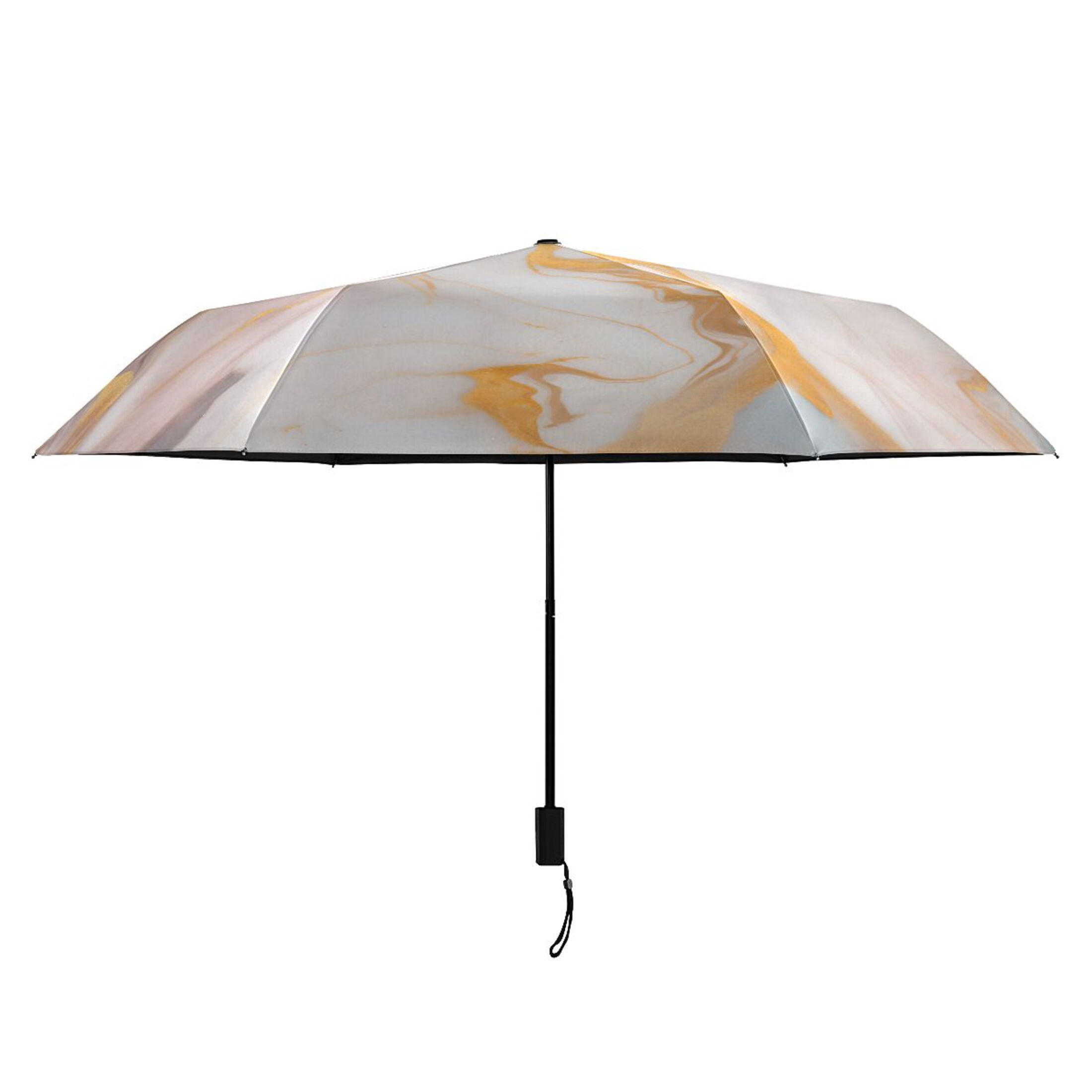 Turquoise Pink Gold Marble Compact Sun Umbrella Windproof Travel Umbrellas for Rain Strong Portable UV Protection