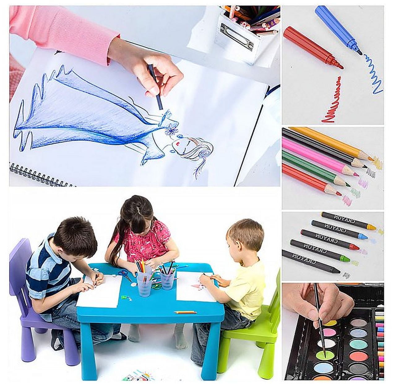 Kids Art Set 150 Piece Art Supply Set, Traveling Or Indoor Art Set To  Inspire Kids Creativity, Draw, Paint, Color and Craft With Carry Case