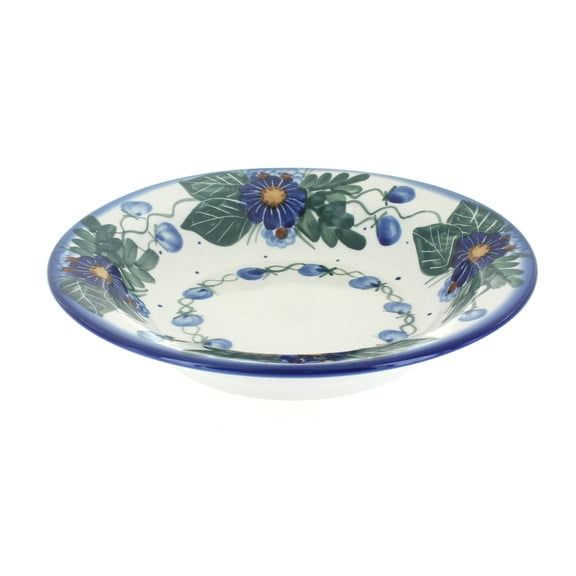 Blue Rose Polish Pottery Forget Me Not Soup Plate with Rim
