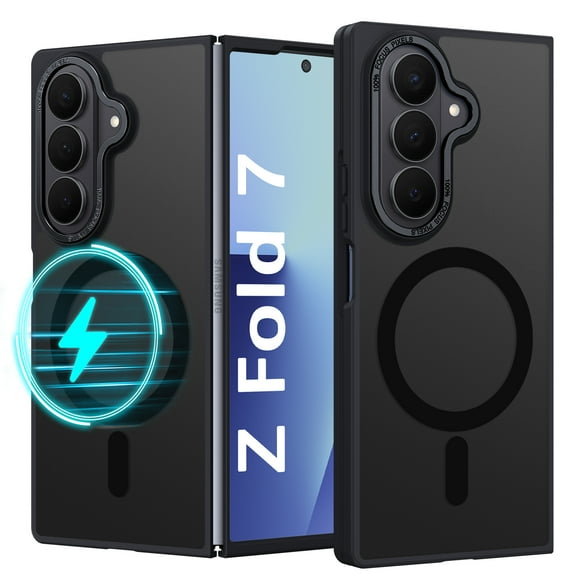 DOMAVER Samsung Galaxy Z Fold 7 Case with MagSafe 7.6" - Translucent Matte Protective Cover, Black