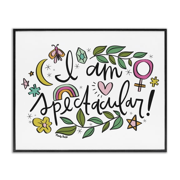 Stupell Industries Motivational I Am Spectacular Quotes and Sayings Painting Black Framed Art Print Wall Art, 14 x 11