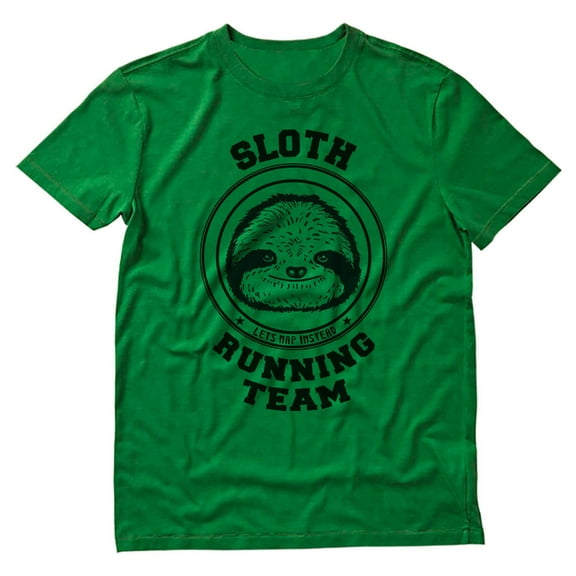 Tstars Men's - Sloth Running Team T-Shirt Small Green
